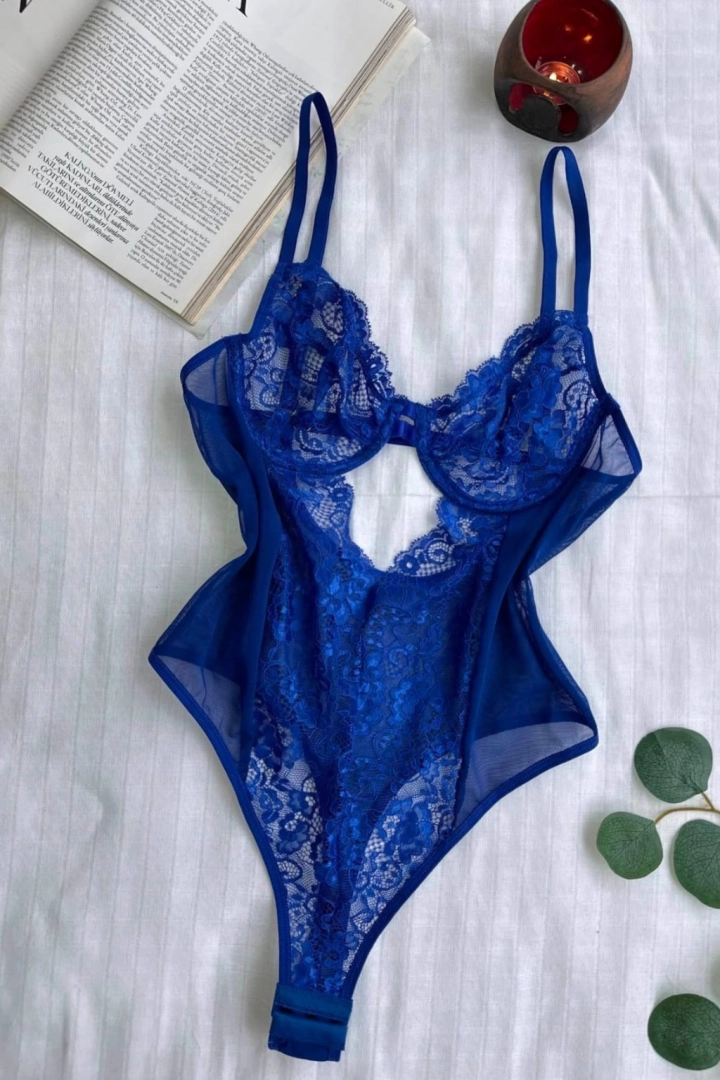#586 - Kadın Mavi Transparan Dantel Body İ&ccedil; Giyim
